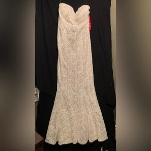 Bailey Blue Strapless Cream Gold Sequin Mermaid Maxi Dress. XL. Wedding. Prom.